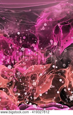 Abstract Fluid Art Painting Black Background Alcohol Ink Technique