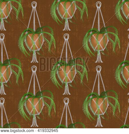 Plants In Pot Seamless Repeat Pattern Print
