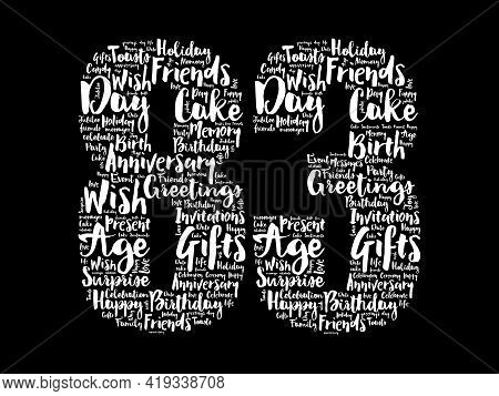 Happy 83rd Birthday Word Cloud, Holiday Concept Background
