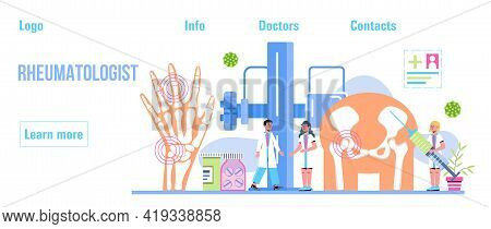 Rheumatoid Arthritis. Tiny Doctors Treat Rheumatism, Osteoarthritis, Make Ultrasound, X Ray. World A