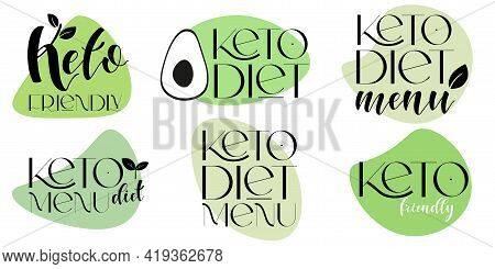 Keto Friendly Diet Vector Design Elements. Set Of Badges.