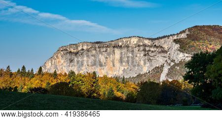 French Countryside. Saint Julien En Vercor: View Of The Heights Of The Vercors, The Marly Hills And 