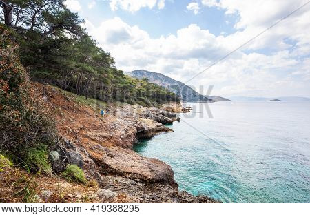 Beautiful landscapes on the Carian trail. Aegean Sea, Turkey.