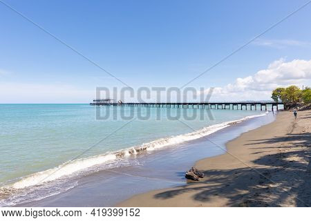 Panama Armuelles Port, April 27, Panoramic View Of The Old And The Beach In A Sunny Day. Shoot On Ap