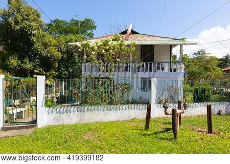 Panama Armuelles, April 27, Typical Renovated Wooden House. At One Time This Type Of Houses Housed T