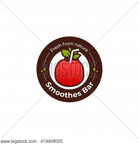 Red Apple Fruit Juice Bar Logo, Red Fresh Smoothies Logo Icon