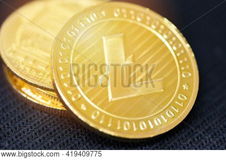 Litecoin Coin Crypto Currency Business, Gold Litecoin Finance, Golden Ltc Cryptocurrency Trading Vir