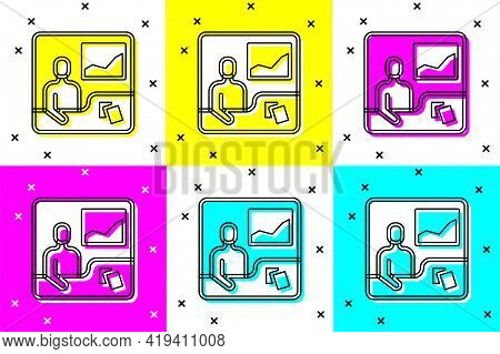 Set Trading Courses Icon Isolated On Color Background. Distance Learning Finance Management, Buying 