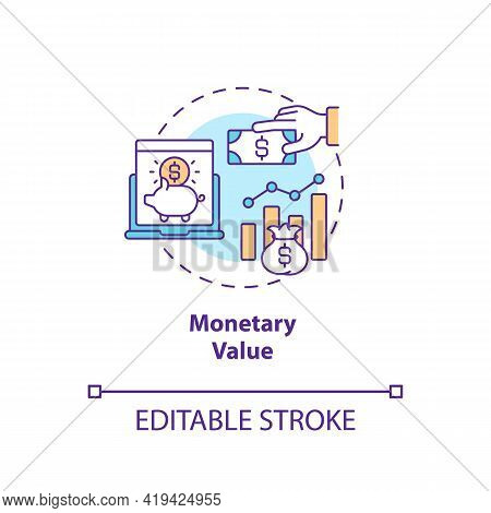 Monetary Value Concept Icon. Rfm Model Analysis Idea Thin Line Illustration. Amount Money Spent Over