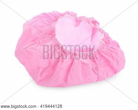 Pink Waterproof Shower Cap Isolated On White
