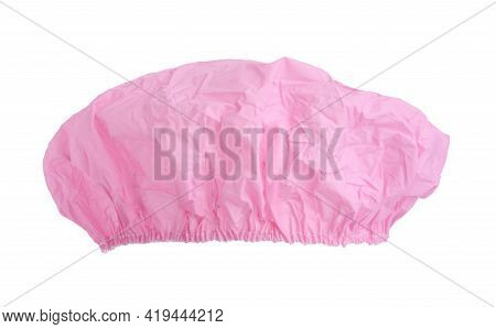 Pink Waterproof Shower Cap Isolated On White