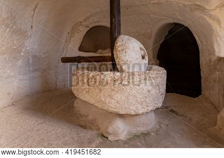 The Stone Of The Oil Press On The Excavations Of The Ancient Maresha City In Beit Guvrin, Near Kirya