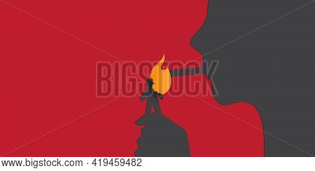 May 31st World No Tobacco Day Banner Design. Human Smoking Cigarette From Burning Paper Figure To Co