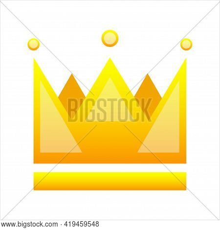 Yellow Crown On White Background. Crown Icon. Vector Icon.