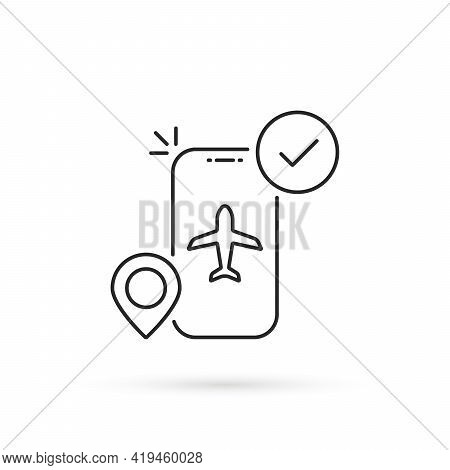 Thin Line Mobile Air Booking Icon. Flat Stroke Style Trend Modern Linear Logotype Graphic Art Design