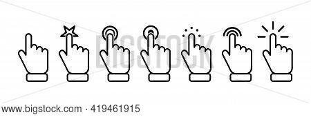 Touch Vector Icon Set. Push Touchscreen. Flat Touch Icon For Concept Design. Isolated Vector Icon. C