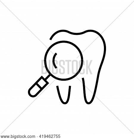 Checkup Teeth Icon. Dentistry On White Background. Editable Stroke.
