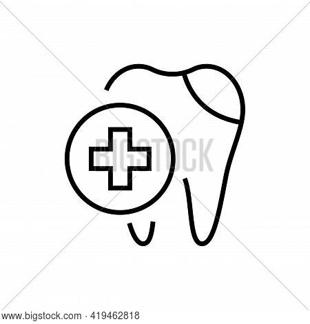 Treatment Teeth Icon. Dentistry On White Background. Editable Stroke.