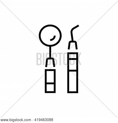 Dental Instruments Icon. Dentistry On White Background. Editable Stroke.