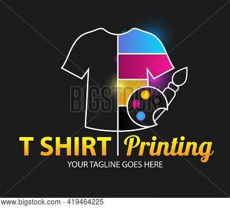 Abstract Modern Colored Vector Logo Template Of T-shirt Printing. For Typography, Print, Corporate I