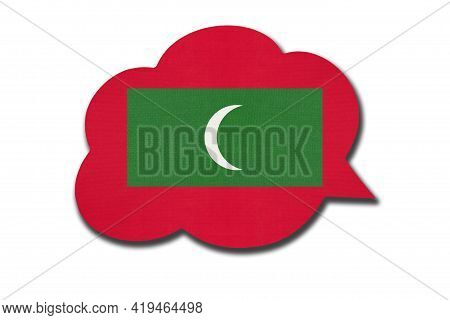 3d Speech Bubble With Maldivian National Flag Isolated On White Background. Speak And Learn Dhivehi 