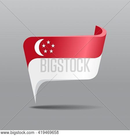 Singaporean Flag Map Pointer Layout. Vector Illustration.