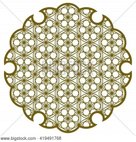 Yukiwa Flower With Pattern In Japanese Style Of Kumiko Zaiku. Design Element For Laser Cutting And P