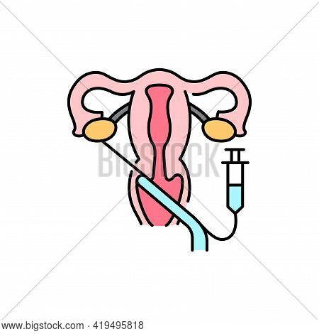 Transvaginal Oocyte Retrieval Olor Line Icon. Pregnancy. Pictogram For Web Page, Mobile App, Promo.