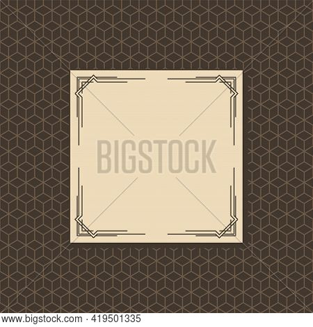 Art Deco Frame. Artwork Graphic With Seamless Pattern. Creative Template Of Wedding Invintation Back