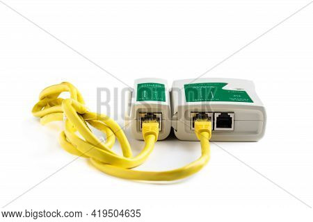 Network  Cable Tester Test Tool Rj45 Application Example Isolated On White