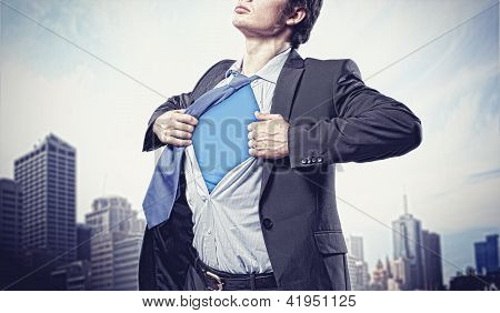 Young superhero businessman