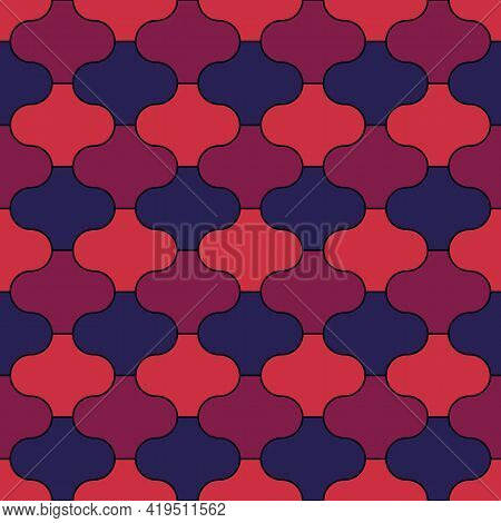 Seamless Pattern. Paseo Tiles Ornament. Oriental Traditional Ornamentation. Repeated Lantern Shapes.