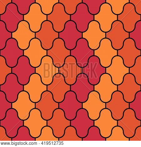 Seamless Pattern. Paseo Tiles Ornament. Oriental Traditional Ornamentation. Repeated Lantern Shapes.