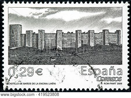 Spain - Circa 2006: A Stamp Printed In The Spain Shows Castle Encina In The Province Of Jaen, Known 