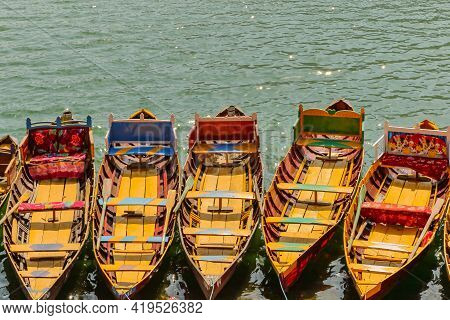 Boats Floating On Water In A Lake In Hill Station Bhimtal In Nainital District Of India A Famous Tou