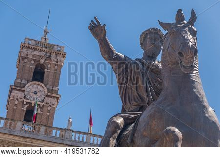 Beautiful View Of Rome In Italy. Ancient Historical Ruins, Famous Monuments, Alley's And Streets.