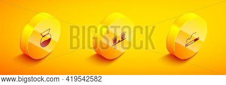 Set Isometric Pour Over Coffee Maker, Coffee Cup To Go And Cigarette Icon. Vector