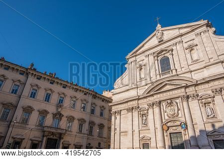 Beautiful View Of Rome In Italy. Ancient Historical Ruins, Famous Monuments, Alley's And Streets.