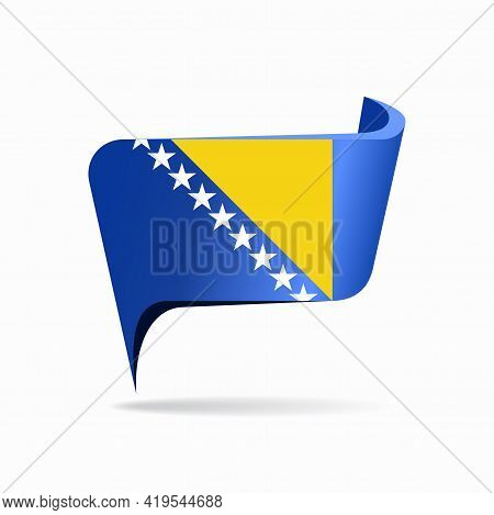 Bosnia Herzegovinan Flag Map Pointer Layout. Vector Illustration.