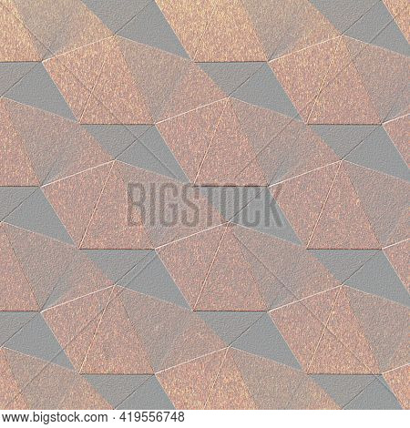 3D copper paper craft heptagonal patterned background