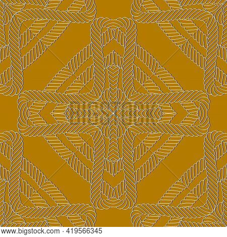 Ropes And Strings Seamless Pattern. Modern Ornamental Lines Vector Background. Repeat Knitted Orname