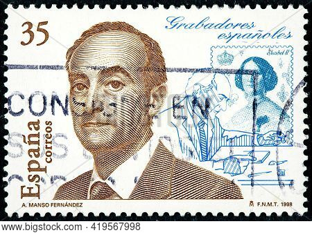 Spain - Circa 1998: A Stamp Printed In The Spain Shows Antonio Manso Fernandez Considered The Best E