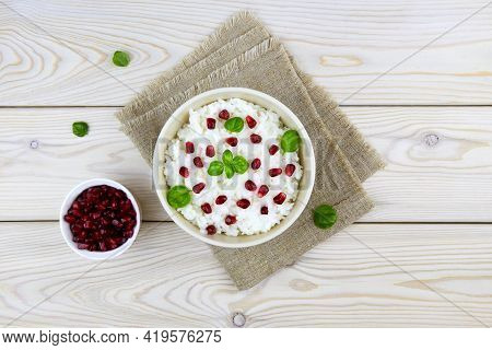 Curd Rice In A Bowl On A White Wooden Background. A Popular Dish From South India With Rice, Yogurt,