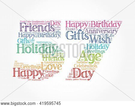 Happy 57th Birthday Word Cloud. Holiday Concept Background
