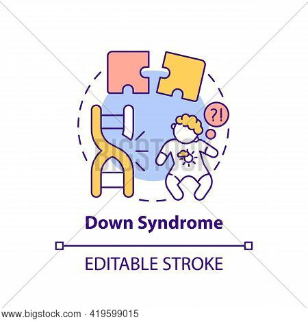 Down Syndrome Concept Icon. Developmental Delays In Children. Baby With Disability. Genetic Disease 