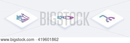 Set Isometric Line Elevator For Disabled, Prosthesis Hand And Walking Stick Cane. White Square Butto