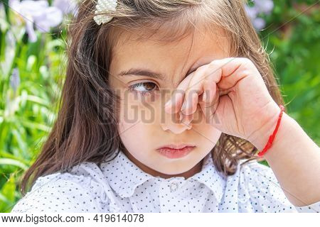 Seasonal Allergy In A Child. Coryza. Selective Focus.