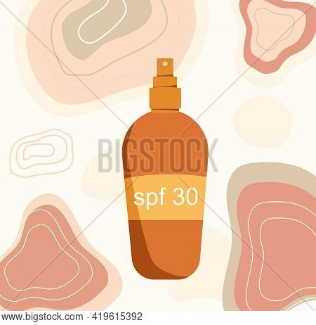 Sunscreen Gel Or Block Spray.abstract Background With Uv Cosmetic For Dermis Protecting.mid Century 