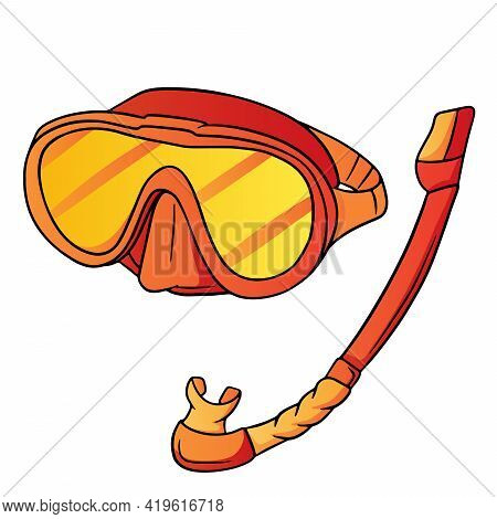 Swimwear Mask Snorkel Dressing Up Red Cartoon Style