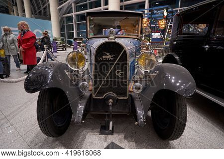 Moscow, Russia - May 3, 2021: French Retro Car Of Michel Irat Cb1 At An Exhibition Stand In Domodeov
